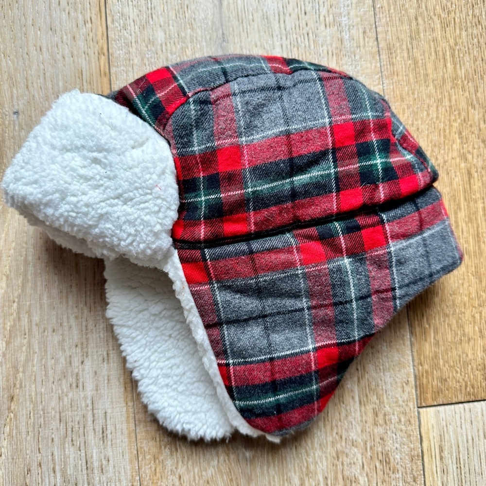Baby boys- Plaid Sherpa Trapper Hat